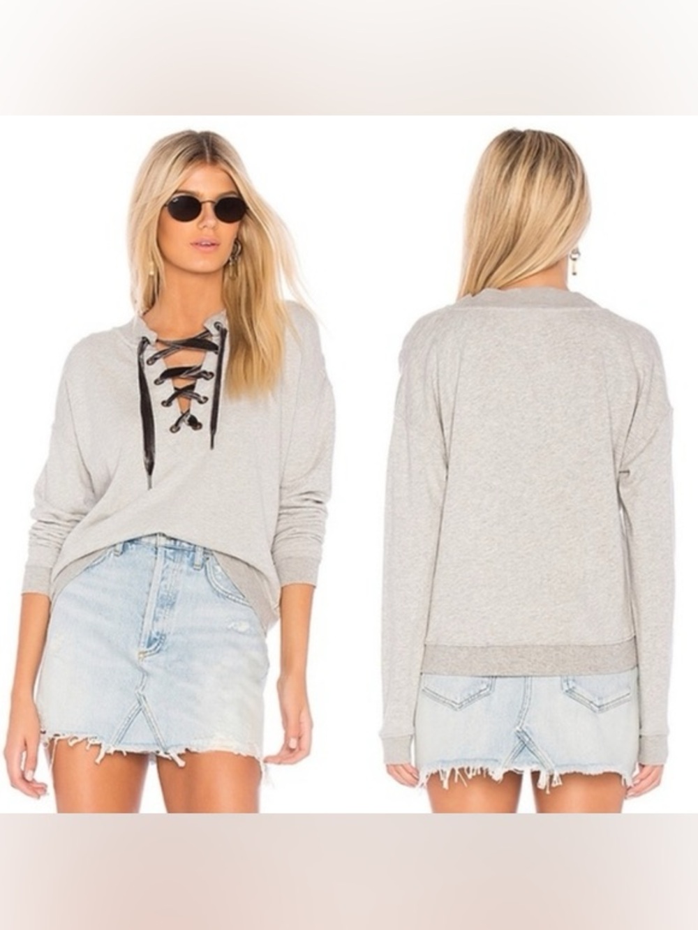 RAILS “Ryan” Lace-Up Pullover Sweater XS